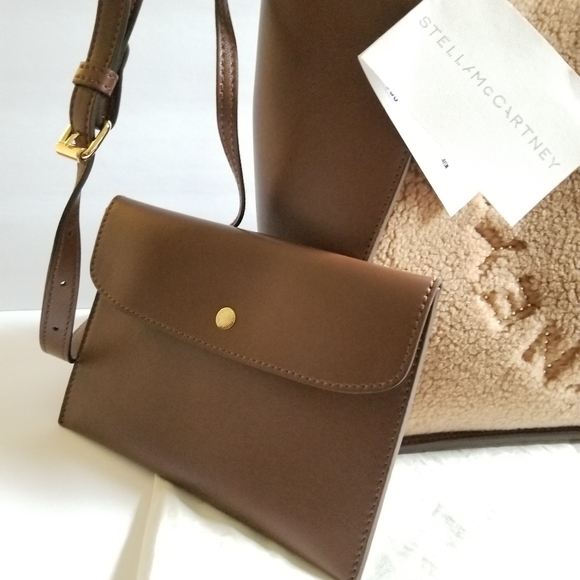 Stella McCartney Teddy Logo Tote Crossbody Bag Brown Biscuit - Picture 4 of 12